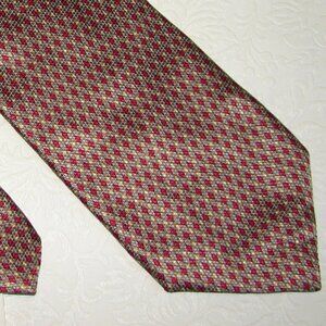 NWT Alfani SILK TIE, 58", Small Diamond Print, Red Silver NEW MSRP $32.50 Macy's